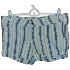 Celebrity Pink Denim Shorts Juniors 5 Blue Jean Striped Cut Off Cuffed Pockets